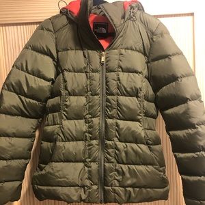 The north face olive green puffer jacket.